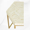 Mesa auxiliar con rayas hexagonales y incrustaciones de hueso, color blanco