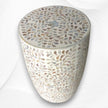Mesa auxiliar floral de tambor de nácar blanco