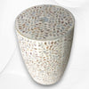 Mesa auxiliar floral de tambor de nácar blanco