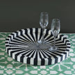 Zelda Stripe Bone Inlay Tray Round Black