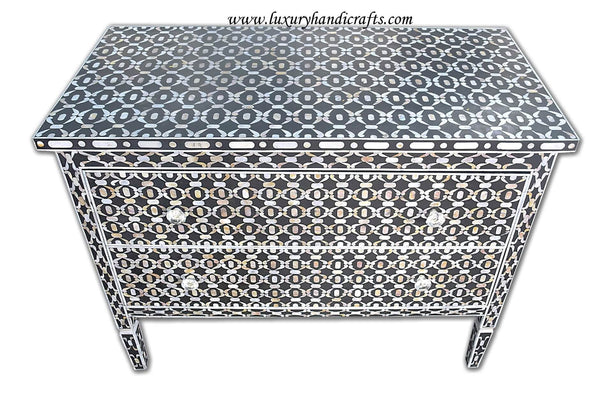 Two Drawer Quote Chest Black Mother Of Pearl Inlay