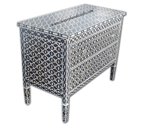 Two Drawer Quote Chest Black Mother Of Pearl Inlay