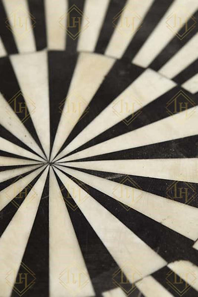 Bone Inlay Round Stripe Coffee Table Black