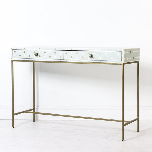 Bone Inlay Console Sprout Design in Slate Blue
