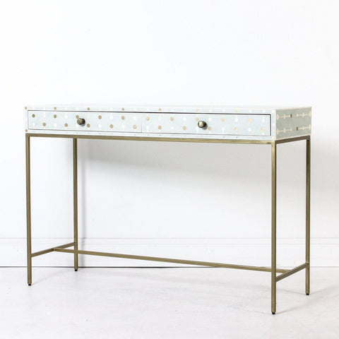 Bone Inlay Console Sprout Design in Slate Blue 1