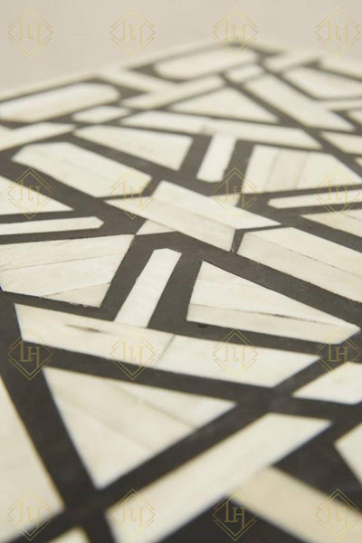Bone Inlay Geometric 3 Drawer Bedside Black