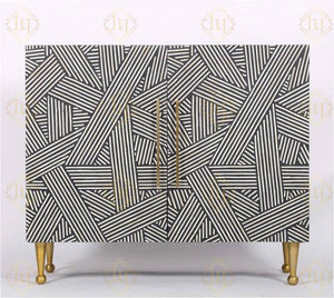 Optical Bone Inlay 2 Door Sideboard Black 1