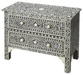 Bone Inlay Floral Chest Of Two Drawer Black 1