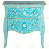 Bone Inlay 2 Drawer Small Chest Curved Legs Turquoise 1