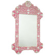 Pink Mother Of Pearl Inlay Floral Circle Mirror 