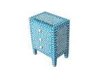Best Bedside In Bone Inlay 3 Drawer Geometric Blue 2