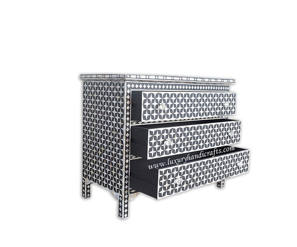 Star Design Mother Of Pearl Chest Of 3 Drawer