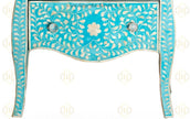 Bone Inlay 2 Drawer Small Chest Curved Legs Turquoise 3