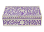 Bone Inlay Box Floral Design Purple 2