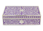 Bone Inlay Box Floral Design Purple 2