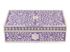 Bone Inlay Box Floral Design Purple 2