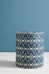 Ikat Bone Inlay Side Table Indigo