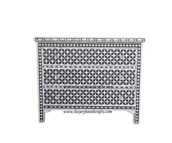 Star Design Mother Of Pearl Chest Of 3 Drawer