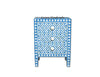 Handmade Bedside In Bone Inlay 3 Drawer Geometric Blue 1
