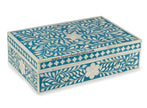 Bone Inlay Box Floral Design Turquoise 2
