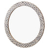 Quatrefoil Colored Bone Inlay Round Mirror Grey 2