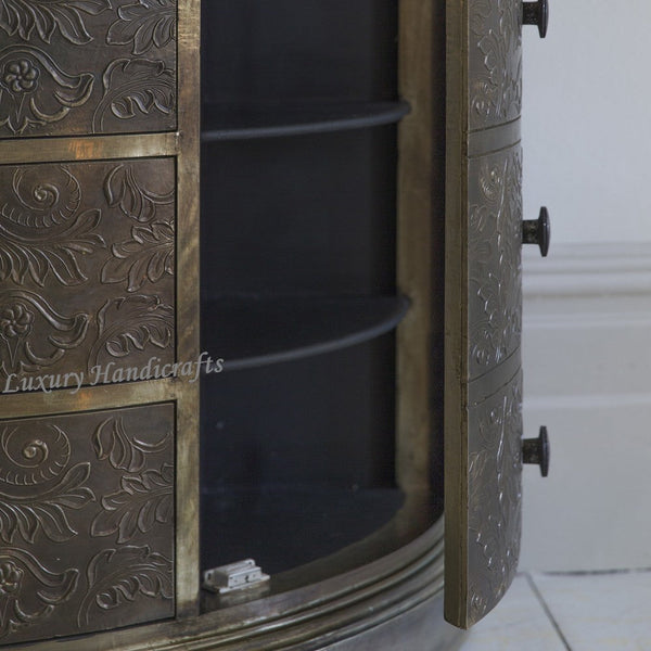 Antique Metal Chest Of Drawer With Black Granite Top