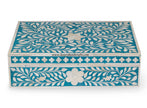 Bone Inlay Box Floral Design Turquoise 3