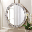 Quatrefoil Colored Bone Inlay Round Mirror Grey  1