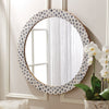 Quatrefoil Colored Bone Inlay Round Mirror Grey  1