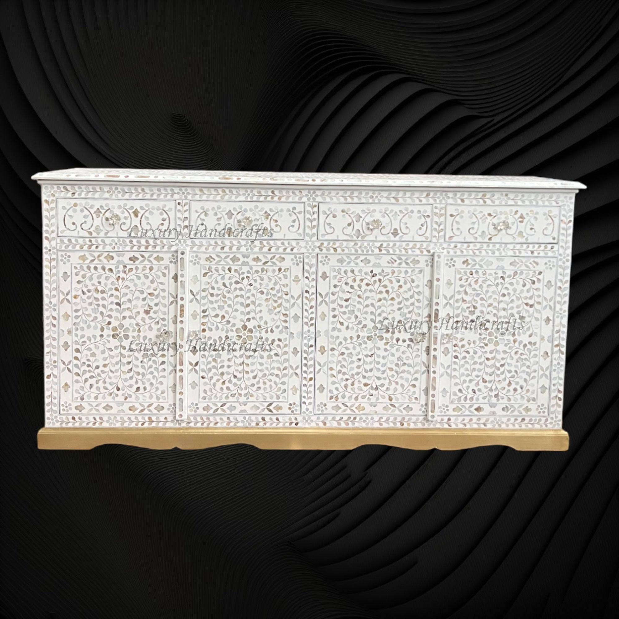 Arabic Mother Of Pearl Inlay Cabinet White