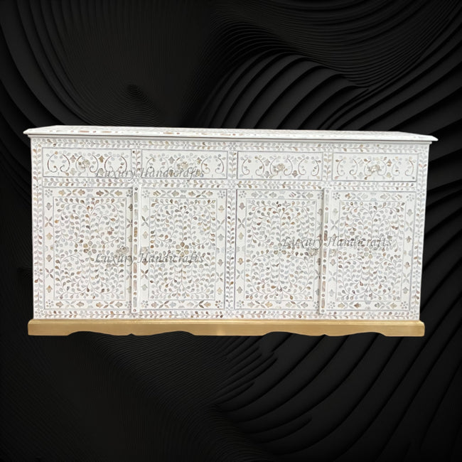 Arabic Mother Of Pearl Inlay Cabinet White 1