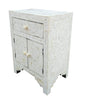 Bone Inlay Floral One Drawer Two Door Bedside Table White 2