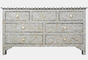 Bone Inlay Commode 7 Drawer Chevron Black
