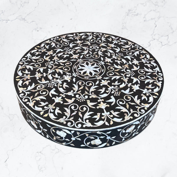 Bird Mother Of Pearl Inlay Coffee Table Black