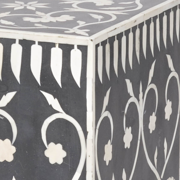 Bone Inlay Square Stool Bel Black