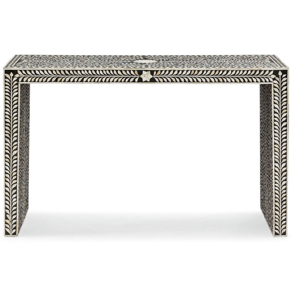 Bone Inlay Floral Console Table Black