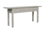 Crafted Black Bone Inlay 3 Drawer Geometric Console Long Edges 2