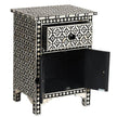 Black Bone Inlay Arctic Bedside 1 Drawer 2 Door Nightstand 3