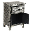 Black Bone Inlay Arctic Bedside 1 Drawer 2 Door Nightstand 3