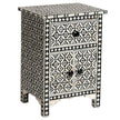 Black Bone Inlay Arctic Bedside 1 Drawer 2 Door Nightstand 2
