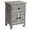 Black Bone Inlay Arctic Bedside 1 Drawer 2 Door Nightstand 2