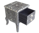 Black Bone Inlay Floral 2 Drawer Curved Leg Bedside 4