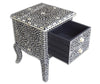 Black Bone Inlay Floral 2 Drawer Curved Leg Bedside 4