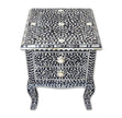 Black Bone Inlay Floral 2 Drawer Curved Leg Bedside 2