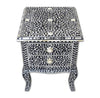 Black Bone Inlay Floral 2 Drawer Curved Leg Bedside 2