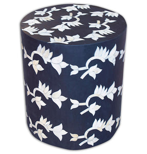 Black Bone Inlay Flower Stool