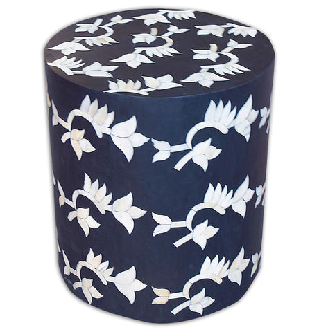 Black Bone Inlay Flower Stool