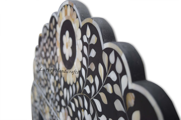 Black Mother Of Pearl Inlay Floral Circle Mirror