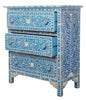 Blue Mother Of Pearl Inlay 3 Drawer Chest Floral 3
