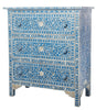 Blue Mother Of Pearl Inlay 3 Drawer Chest Floral 2